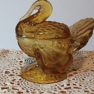 Vintage L E Smith Classic Amber Turkey Dish